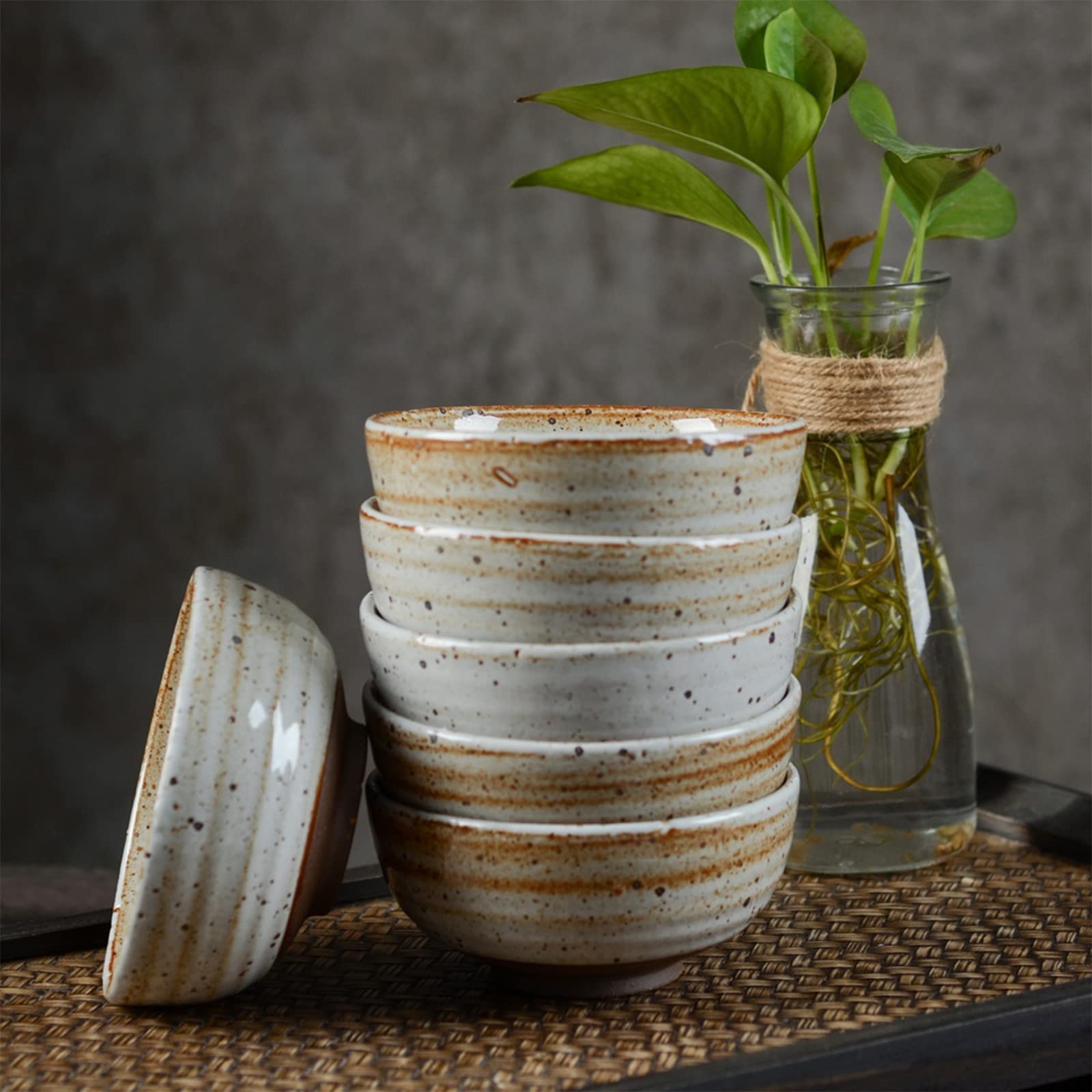 Zestawy obiadowe, Zestawy porcelanowych misek i talerzy, Zestaw ceramicznych naczyń obiadowych Retro, 16 szt. Zestaw naczyń kamionkowych Zestaw kombinowany zastawy stołowej