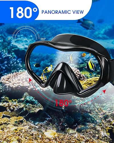 Miniatura 3 de Aegend Snorkel Mask Goggles with Nose Cover with Adjustable Soft Knitted Strap, Panoramic 180 View, Anti-Fog Anti-Leak Swim Goggles with Adult&Youth
