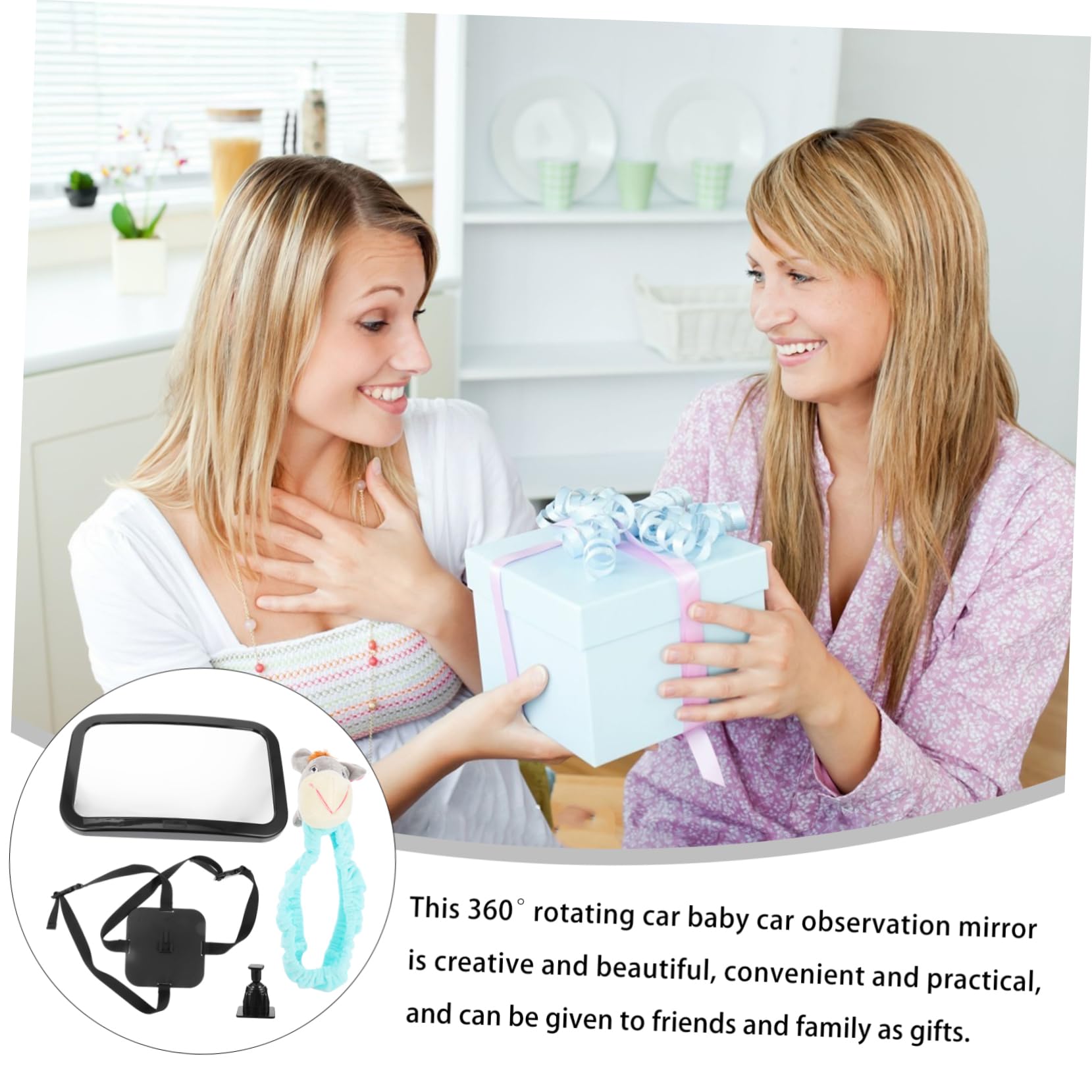 BESTonZON 360° Baby Car Observation Mirror Safe Rearview Mirror Lovely Design for Practical Use in Car