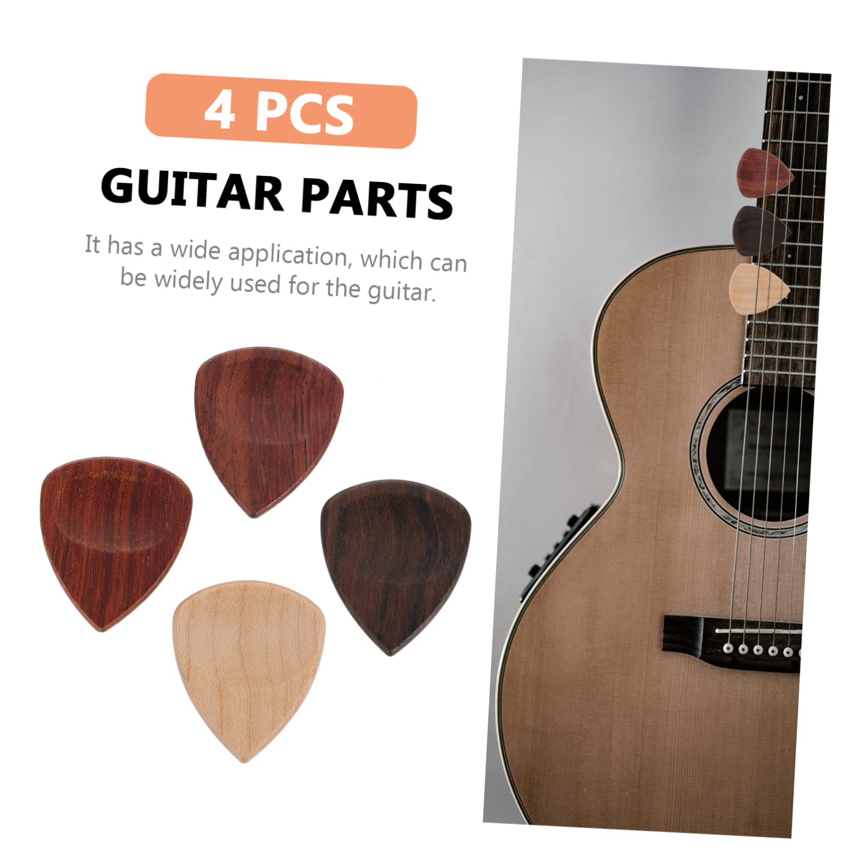 BESTonZON 20 Piezas Púas De Madera Para Guitarra Delicadas Púas De Guitarra Castañuelas Para Niños Púas De Bajo Selecciones De Ukelele Eléctrico Púa De Madera Accesorios Eléctrica
