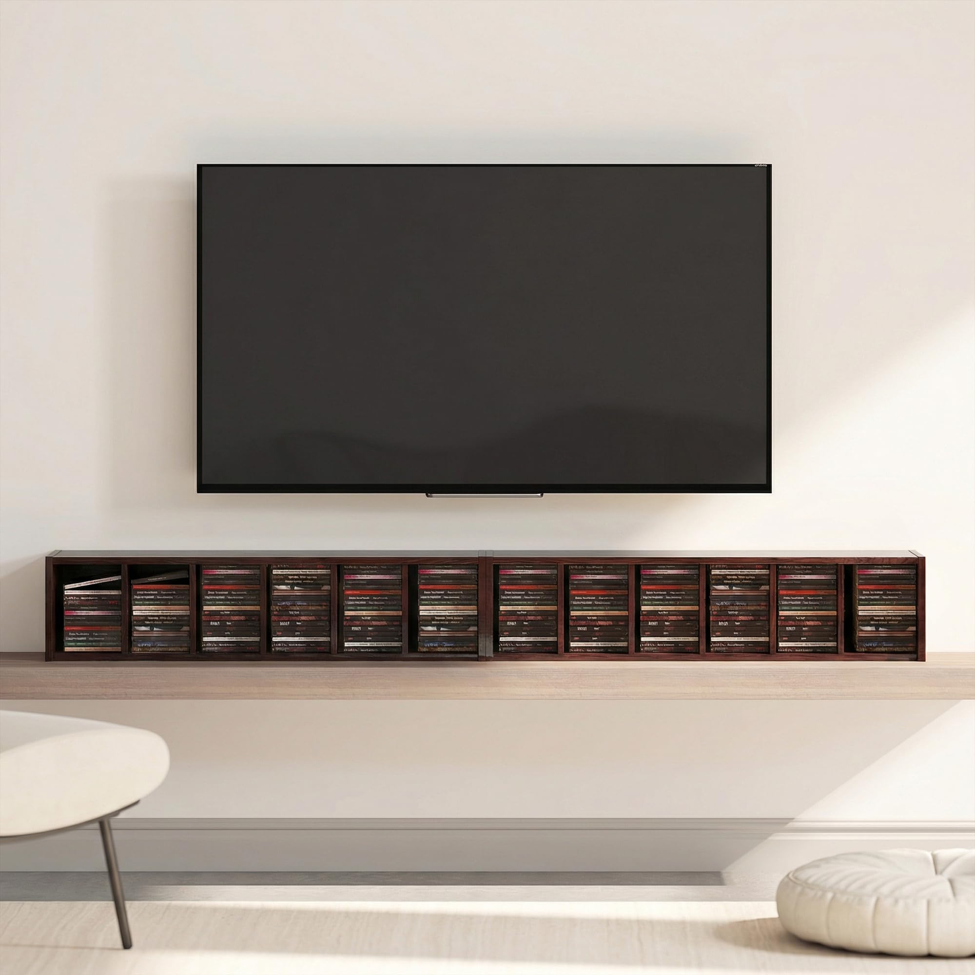 HOMCOM Set di 2 ripiani a colonna armadio CD-DVD 6 + 6 scomparti 21 x 22,5 x 88,5 cm capacità max. 204 CD Marrone