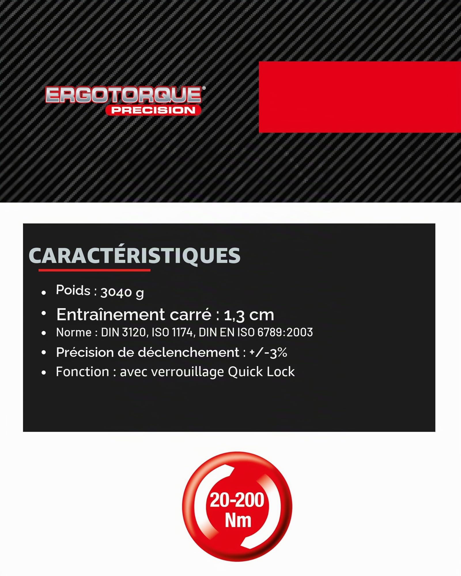 KS TOOLS 1/2" Jeu de clés dynamométriques ERGOTORQUE, 20-200Nm, 11 pièces