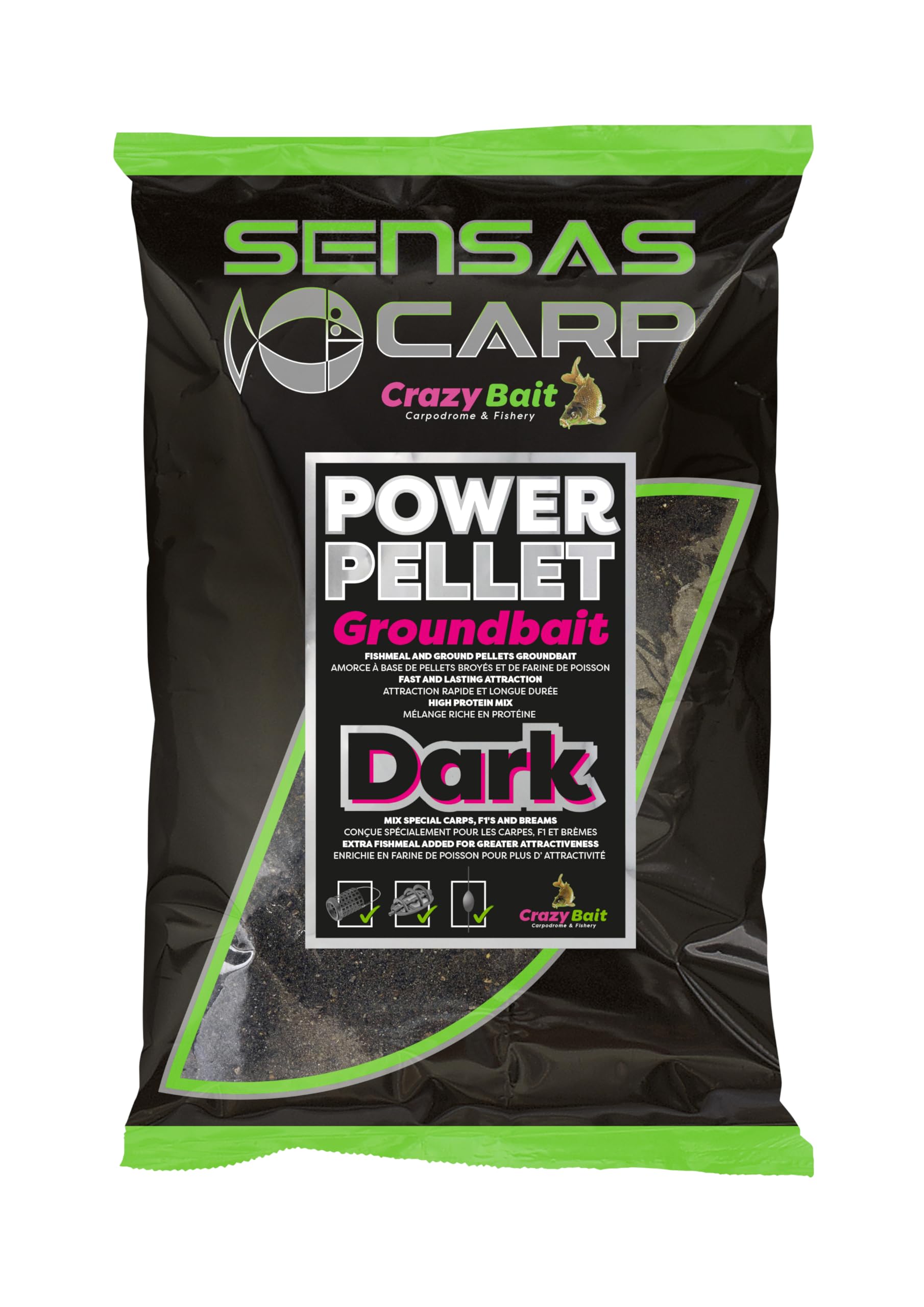 Sensas Amorce UK Power Pellet Dark - 2 kg - czarny - 40550