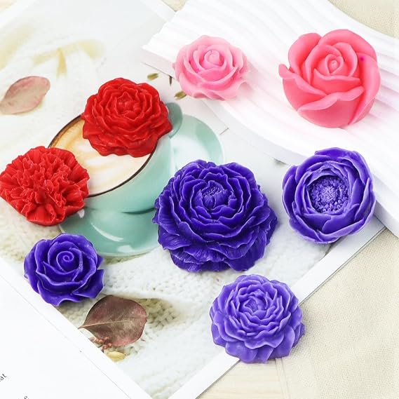 2 Pieces Silicone Flower Mould 3D Peony，for Candle Soap Making