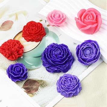 2 Pieces Silicone Flower Mould 3D Peony，for Candle Soap Making