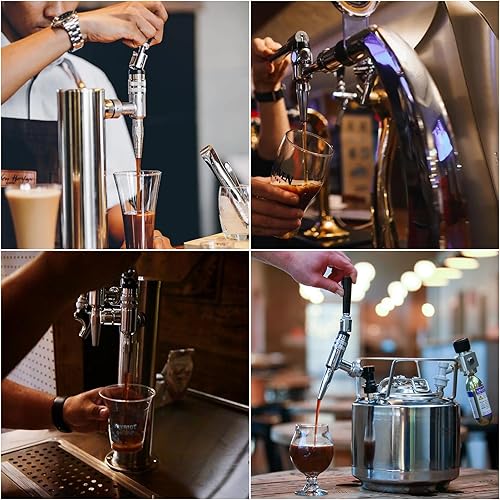 Miniatura 5 de Nitro Tap Stout Grifo, todo acero inoxidable Nitrógeno Draft Beer Tower Cold Brew Nitro Kegerator Draught Keg Tap con mango de grifo de cerveza