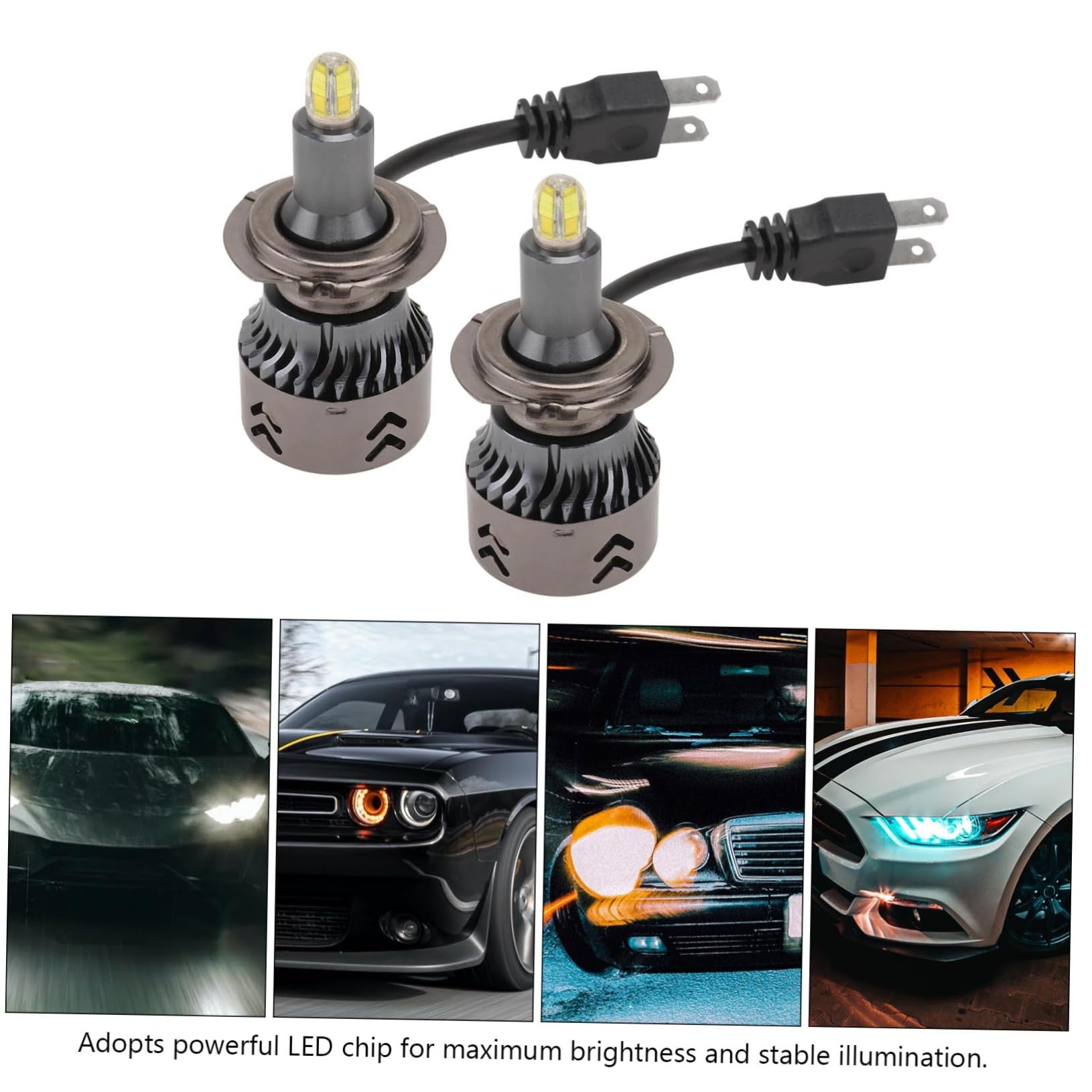 Lampadine LED H7 2 Pezzi in Lega di Alluminio per Fari Auto | 9600lm 60w 9-36v 6000k, Argento, 8 Lati, Alta Luminosità e Dissipazione Termica