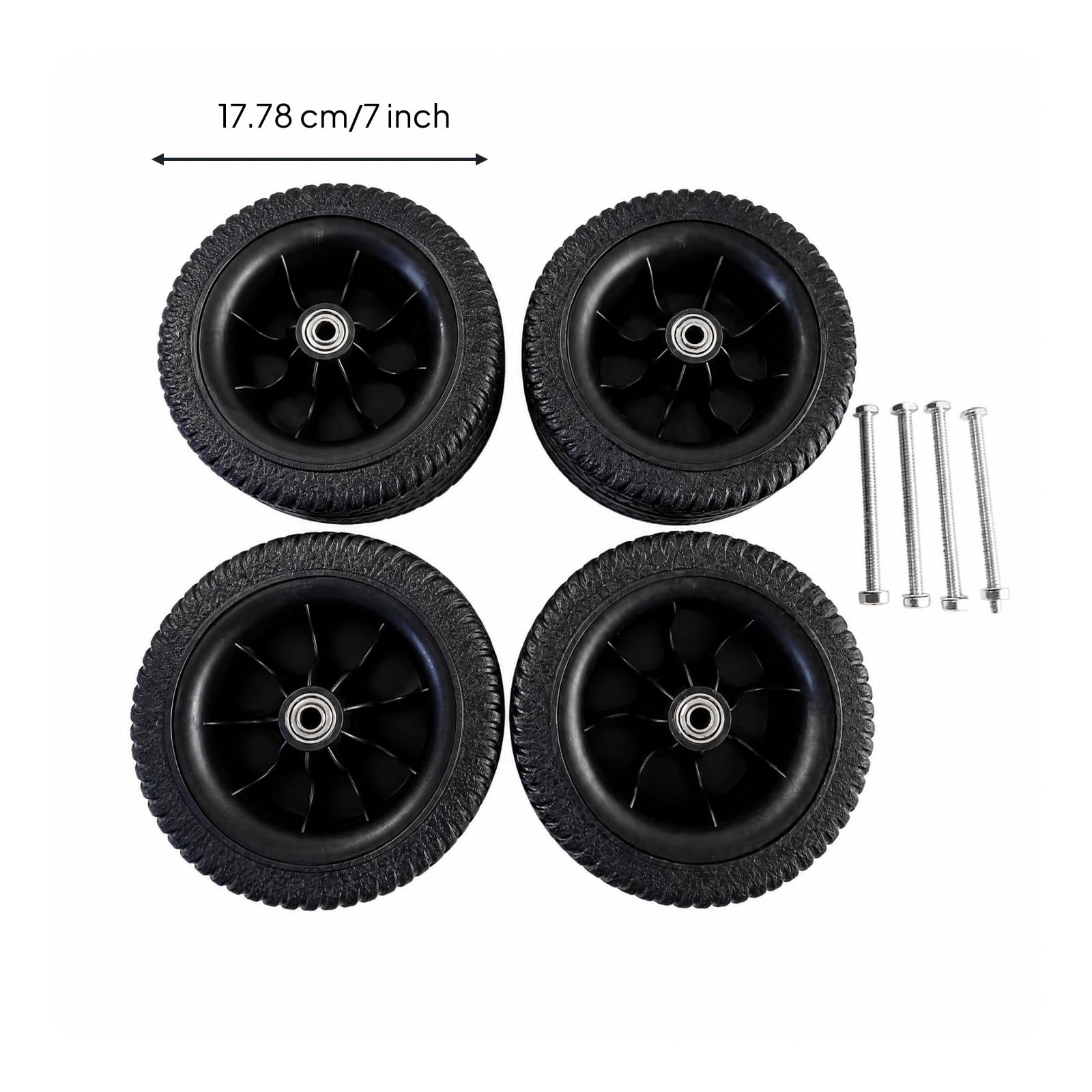 4 Piezas Rueda 7 Pulgadas con Doble Rodamiento Silencioso Rueda 7 Pulgadas Plegable para Jardín