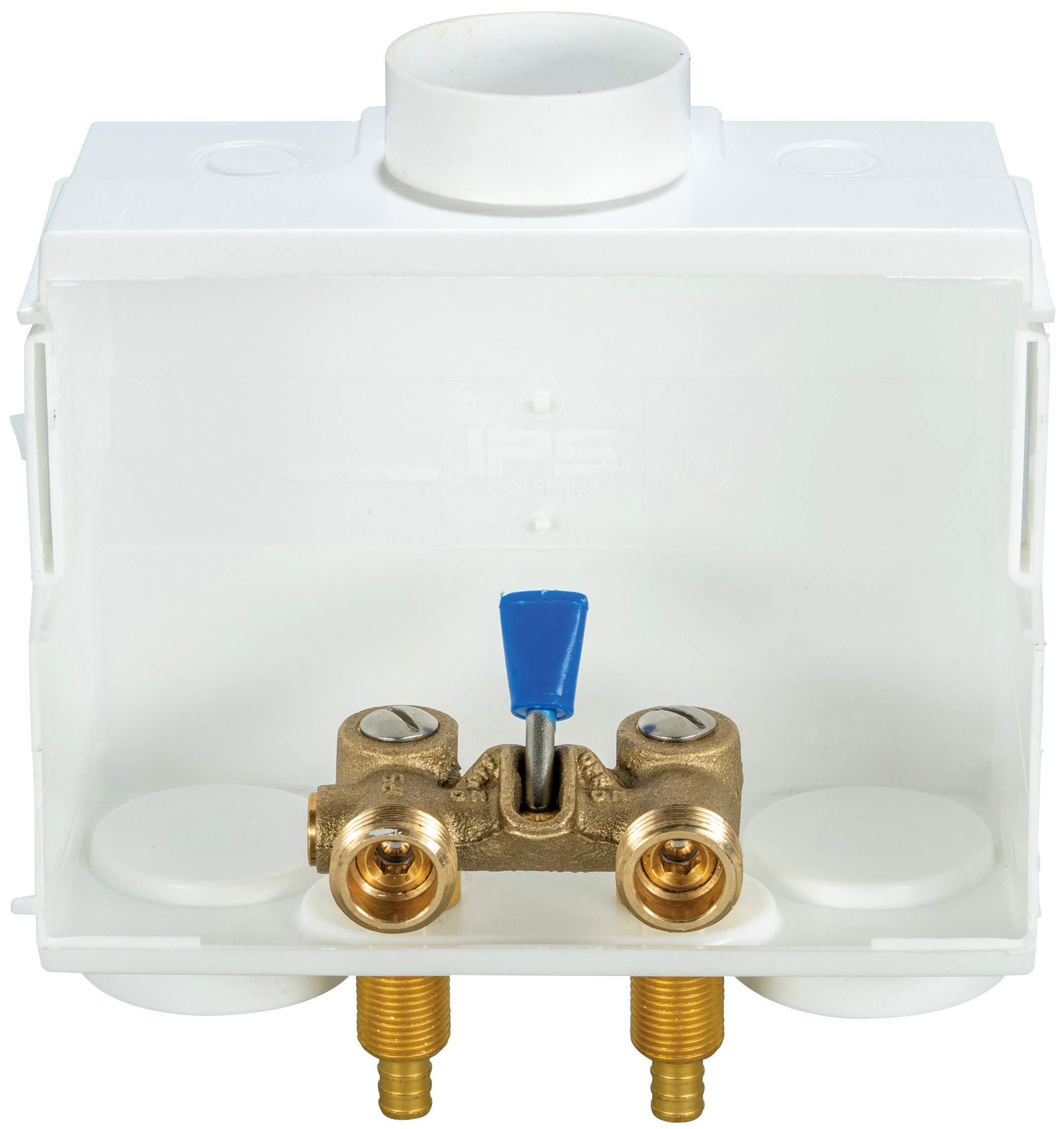 Water-Tite 85682 DU-ALL Dual-Drain Washing Machine Outlet Box - Single-Lever Valve, 1/2-Inch ASTM F1807 Connection, White Plastic