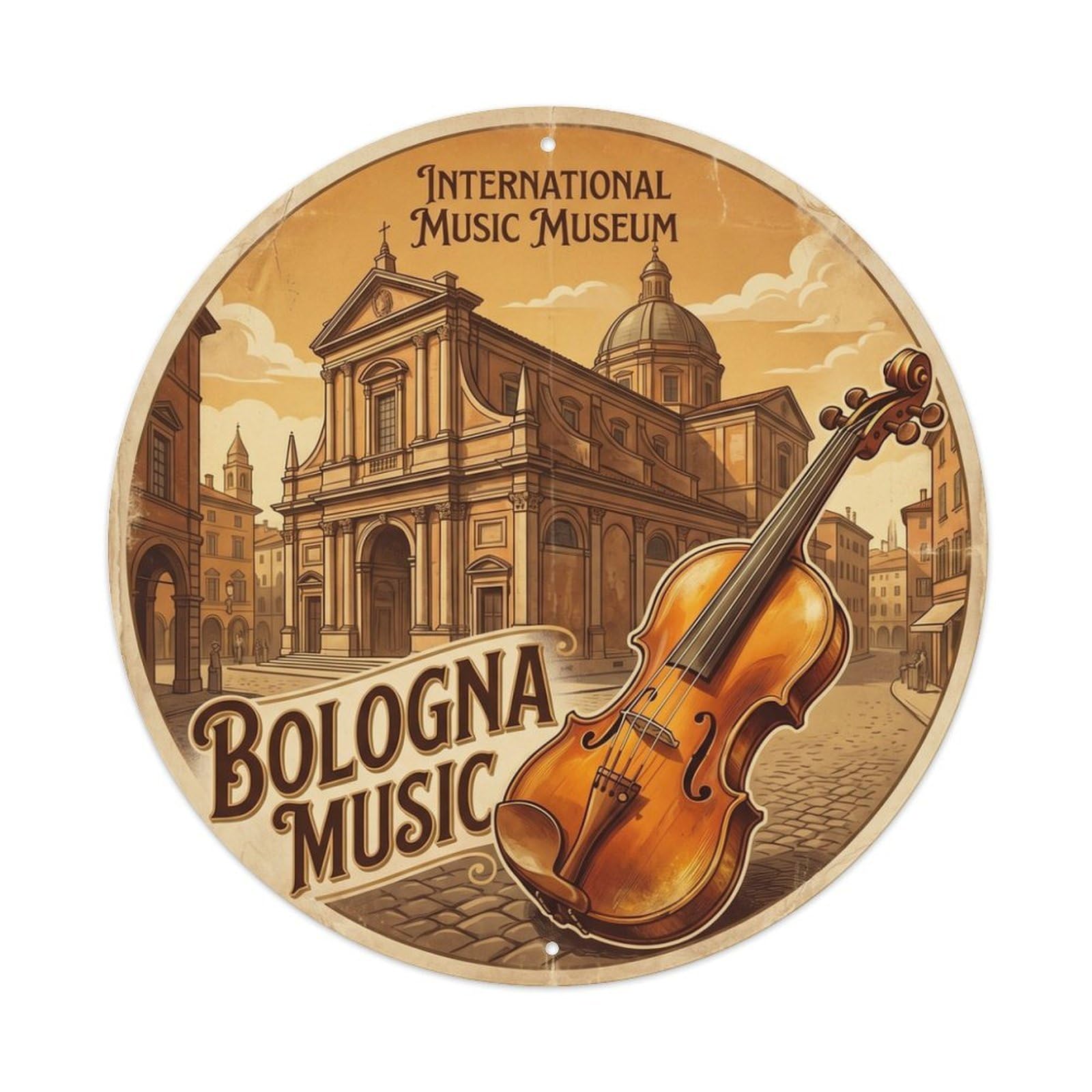 Olhnbad Style Heritage City Bologna Music Museum Violin Travel Metal Tin Sign