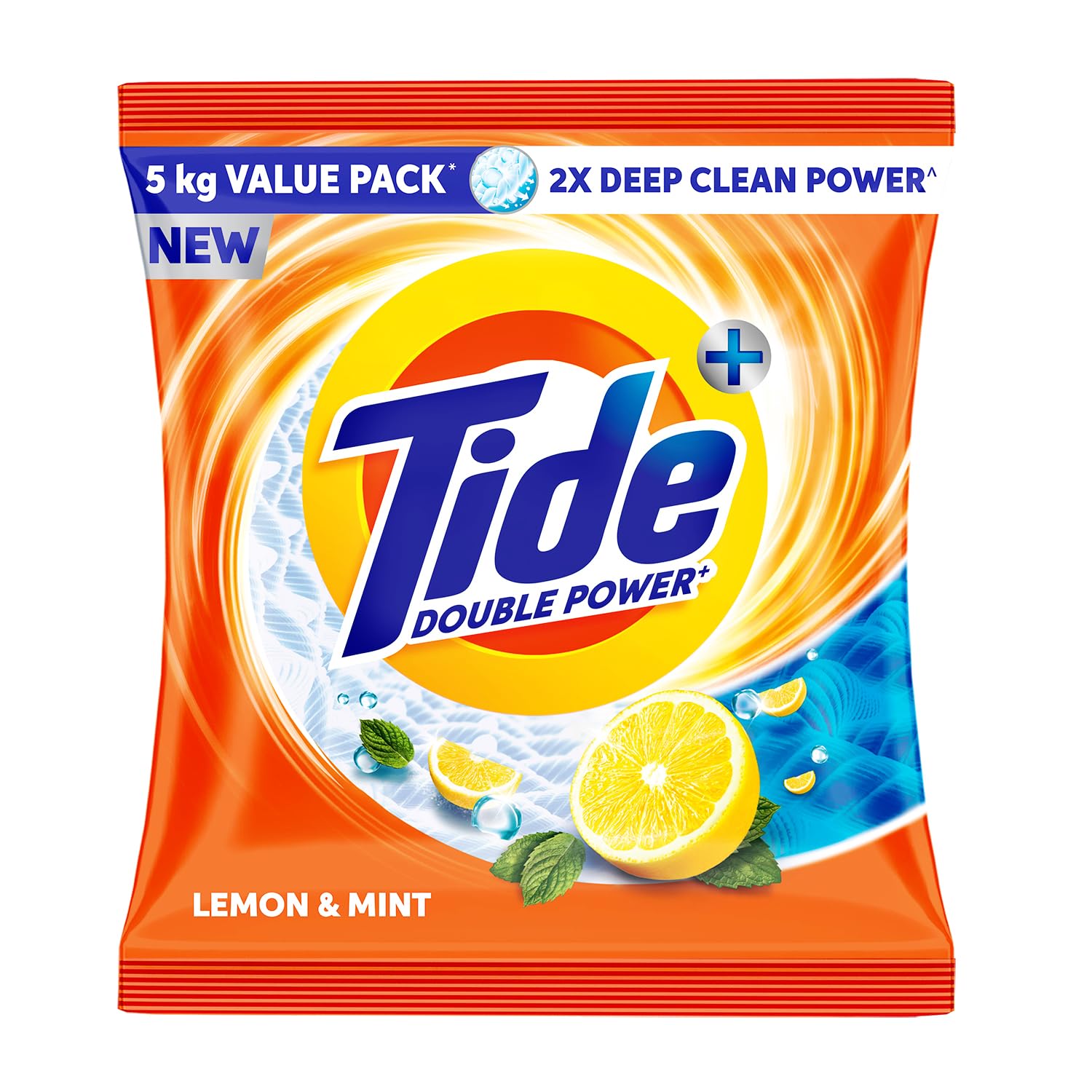 Tide Plus Detergent Washing Powder - 5kg Value Pack | Lemon & Mint Fragrance | 2X Deep Clean Power | World's No. 1 Detergent Brand