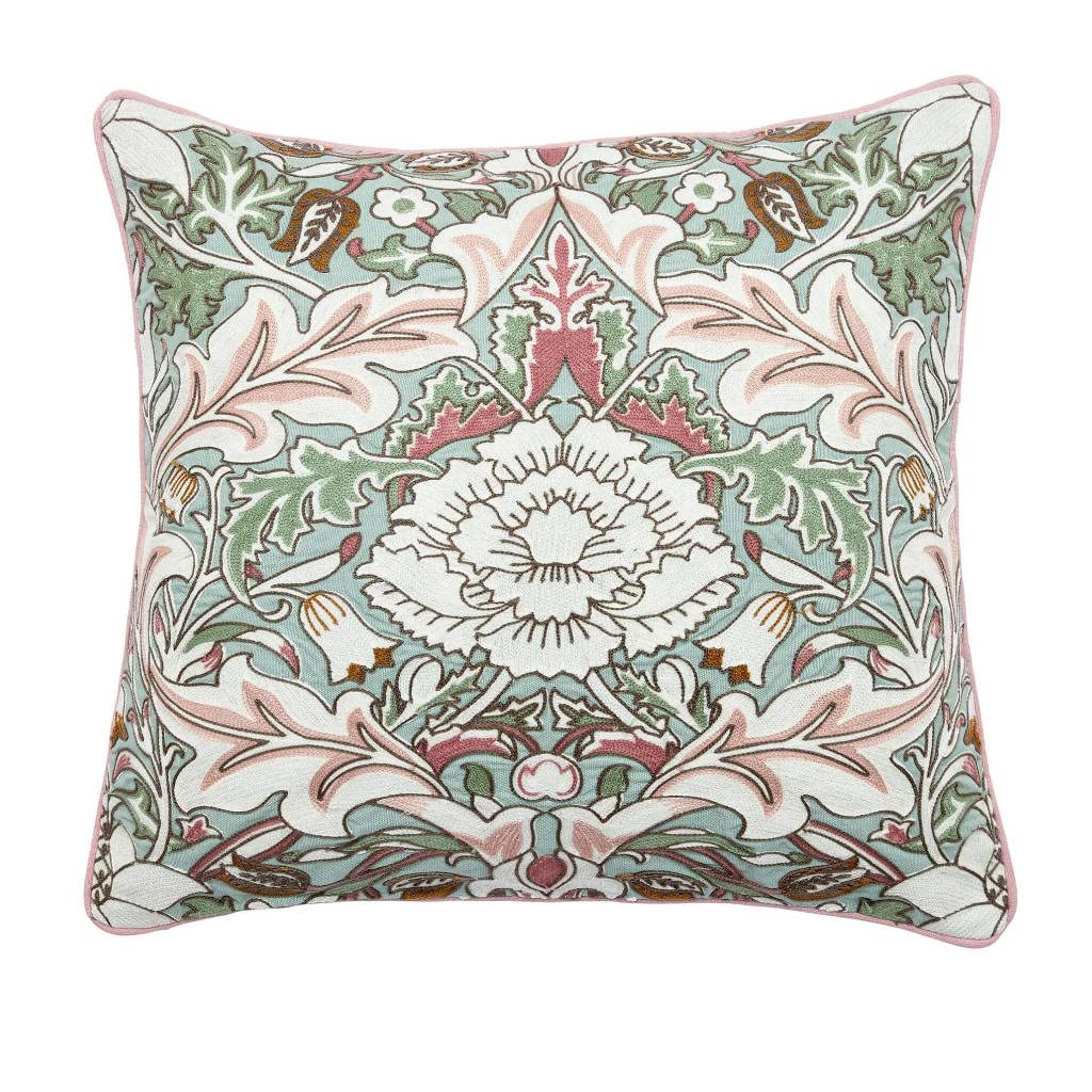 Morris & Co Light Pink 'Strawberry Thief - Severne' Cushion 50X50cm In