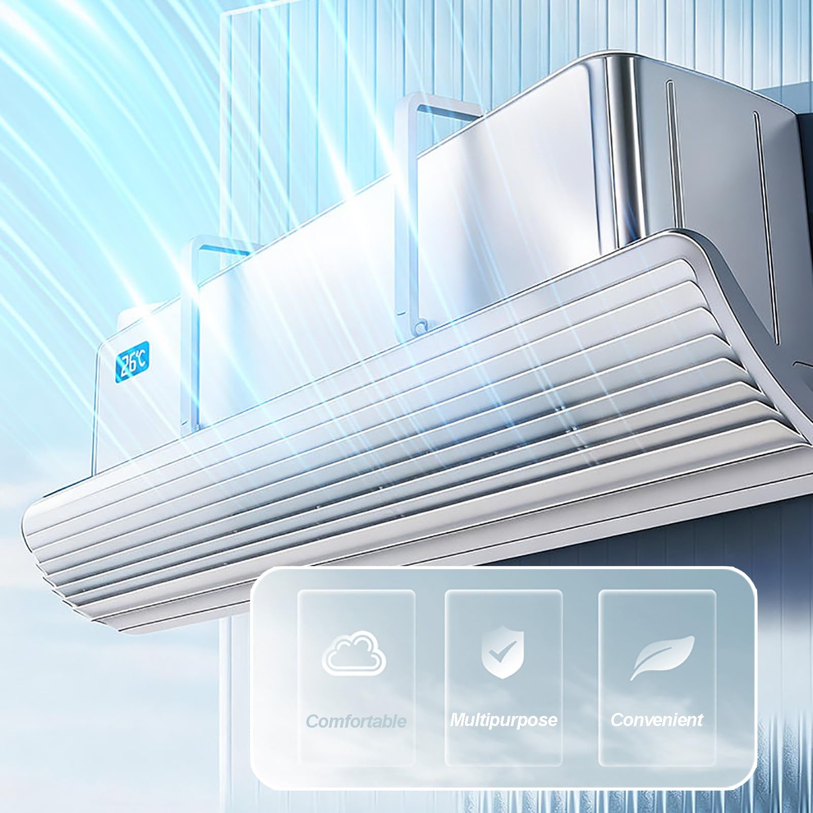 Deflettore Condizionatore Universale, Deflettore Aria Condizionata per Split e Climatizzatori a Parete, Design a Griglia Orientata a 18°, Evita Correnti d'Aria Dirette