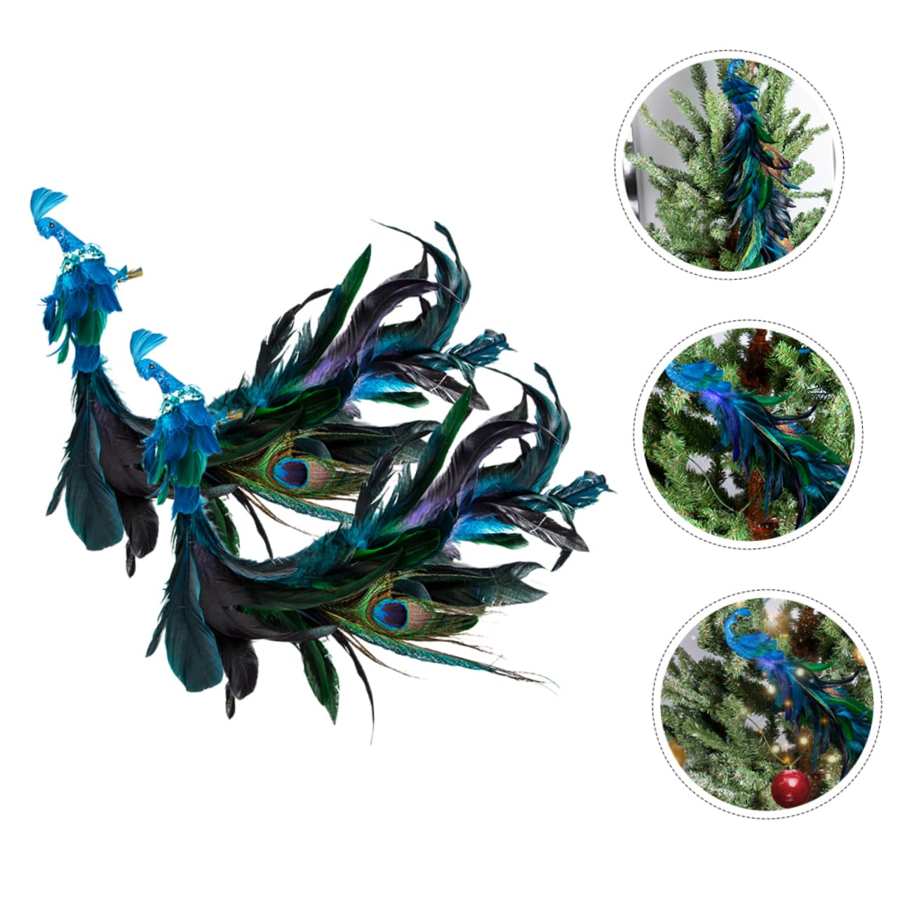 Ciieeo 2pezzi Clip per Uccelli Finta in Schiuma Artificiale Clip Decorazione per Albero di Natale Forma di Pavone Natalizia Uccelli per Albero per Decorazioni Natalizie