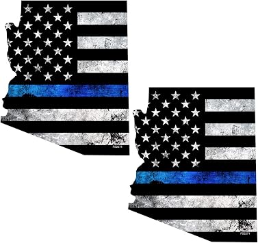 AZ State Thin Blue Line Flag 2 Pack Stickers