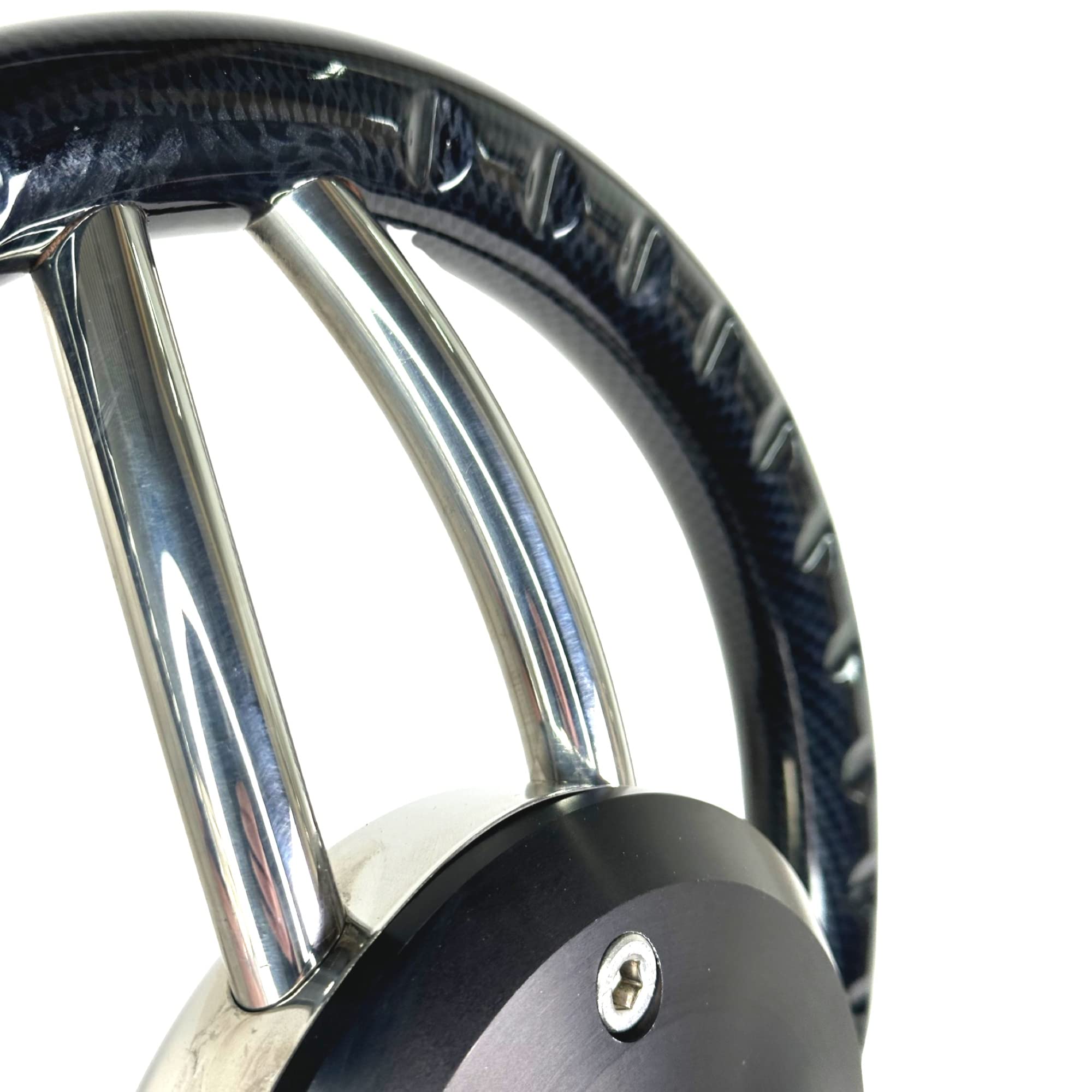 F26 Motorboot Sport Steuerrad T26CF, Edelstahl, 35 cm | Ergonomischer Griff im Carbon Look, für Tender, Schaluppe, Sloep, Tuckerboot und Yacht