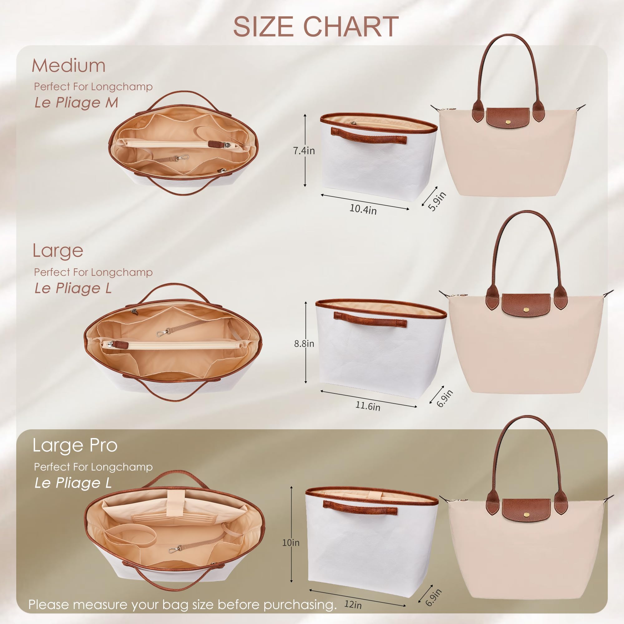 Amazon.com: KALIDI Organizer Bag Insert For Longchamp Le Pliage L
