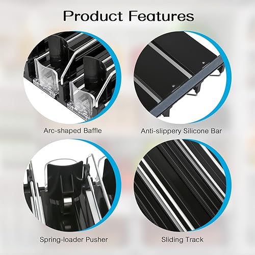 Miniatura 5 de Dispensador de latas de soda para refrigerador, deslizador automático de 3 filas, estante para botellas de refrigerador, organizador de bebidas con