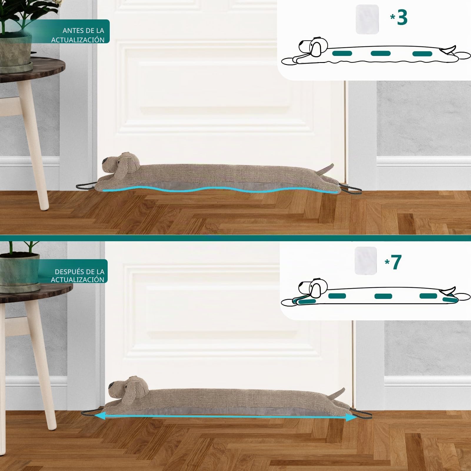 Burletes de Puerta Decorativos Paravientos 81 cm para Puertas y Ventanas, Amortiguador de Corrientes de Aire contrapesado para la Parte Inferior de la Puerta - Perro marrón 32"