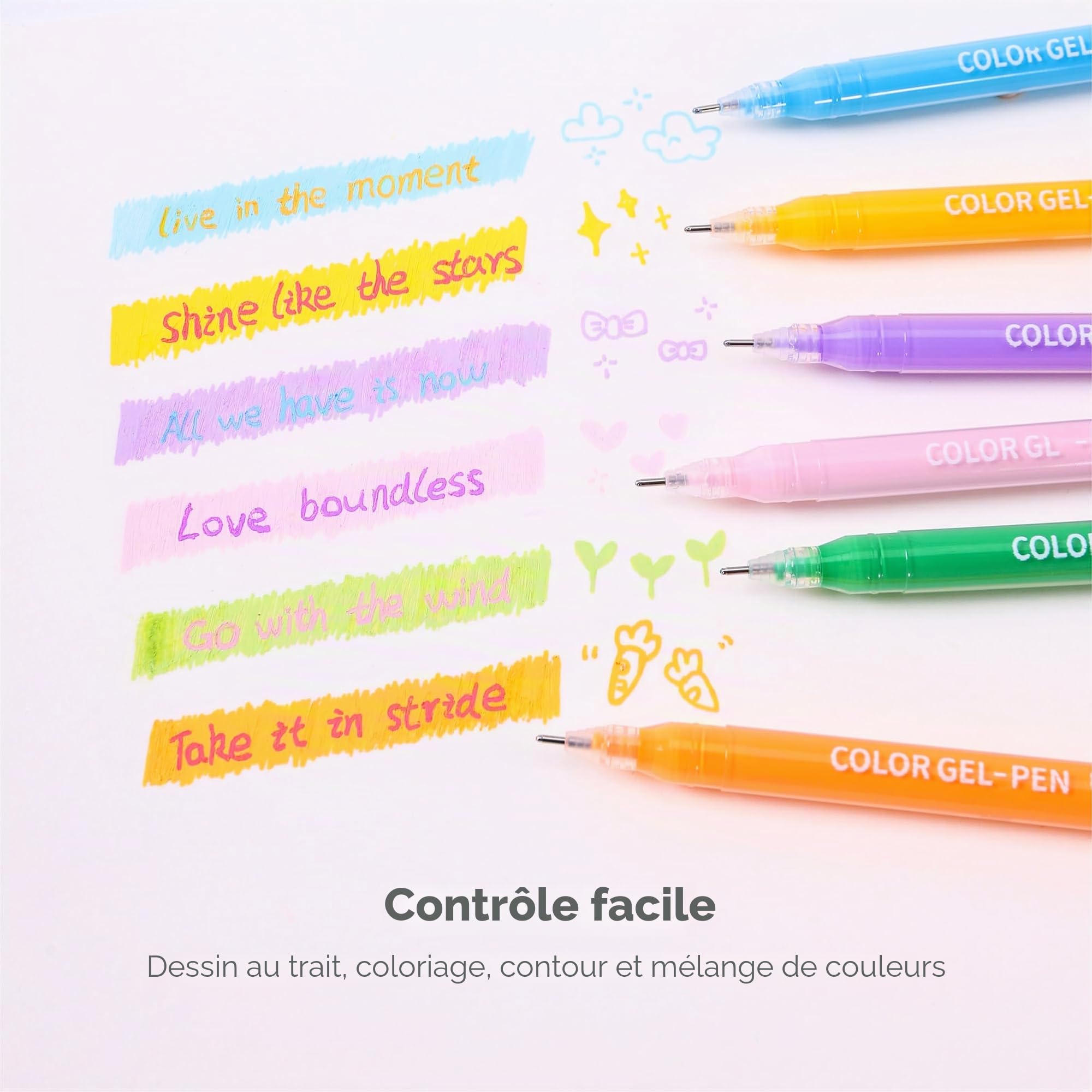 Languo Stylos gel pour adultes, 99 couleurs, crayons de couleur, marqueurs, dessin, gribouillages, journaling, fournitures d'art et travaux manuels