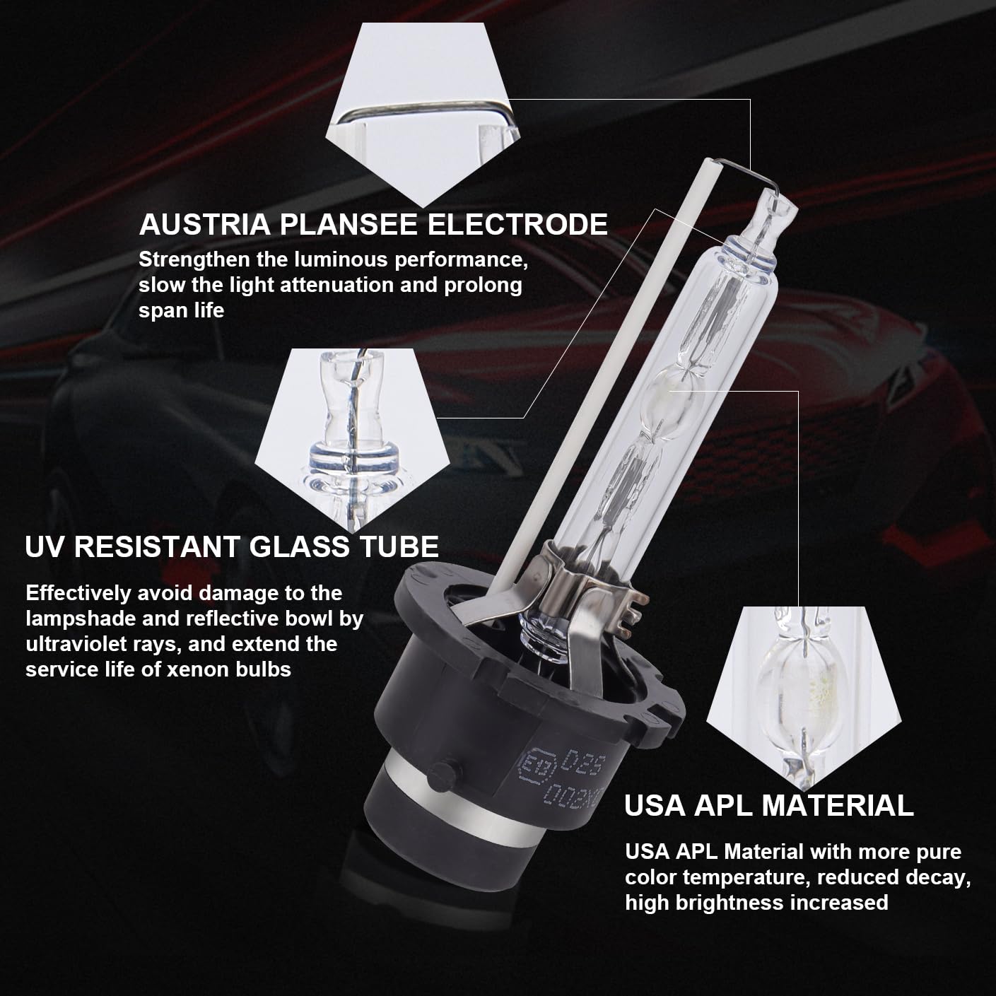 Safego Xenon HID Ampoule D2S 6000K Lampe à Décharge Phare Ampoule de Rechange HID Lampe Xénon Blanc Pour Voiture
