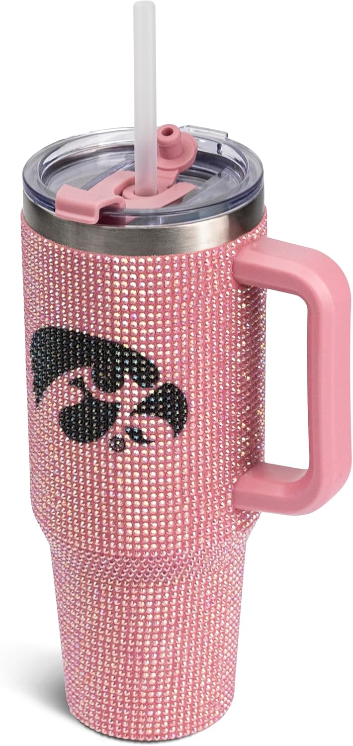 The Memory Company Officially Licensed NCAA - University of Iowa 40oz Pink Bling Game Day Tumbler
