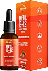 Metil B-12 Vegan vitamin gotas liquida, Metilcobalamina 413% VD, sabor frutas vermelhas, 20mL, Bigens