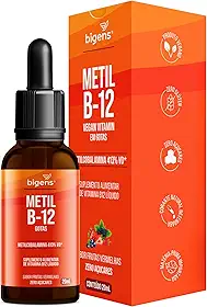 Metil B-12 vegan vitamin gotas liquida, Metilcobalamina 413% VD, sabor frutas vermelhas, 20mL, Bigens (Unidade)