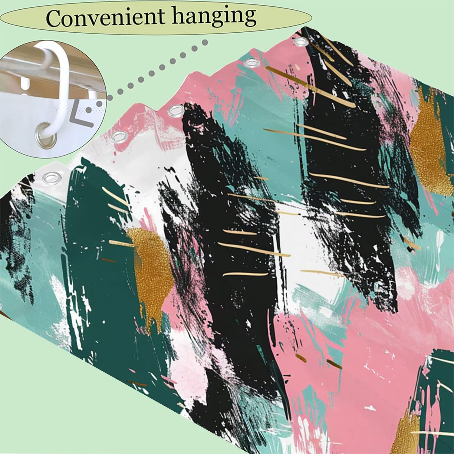 Abstrakt Duschvorhang 160 x 200 cm, Duschvorhang Element Muster mit 12 Duschvorhangringe, Waschbar Polyester Stoff Wasserdicht und Trocknet Schnell Badevorhang Badewanne, Geschenke für Frauen G-211