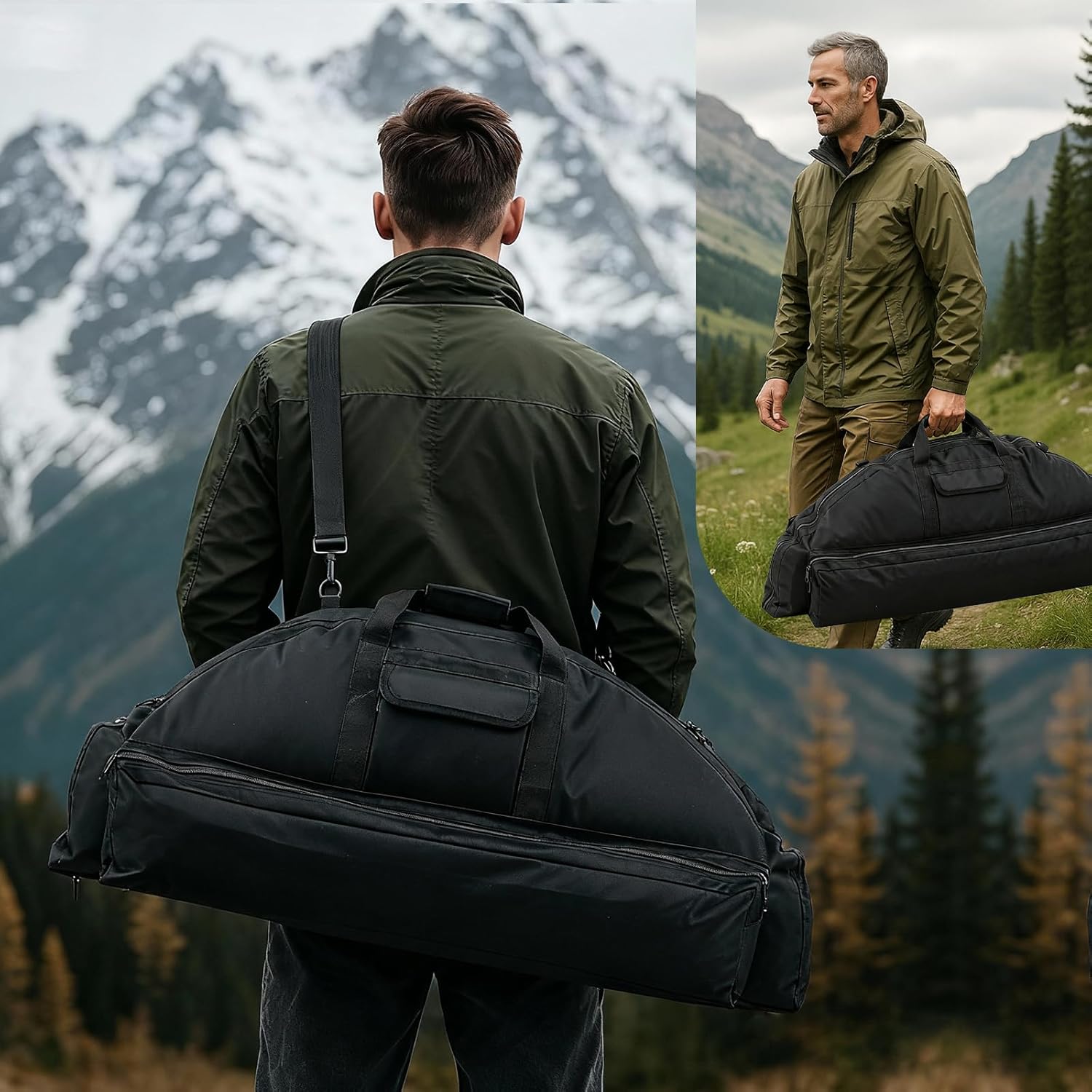 Compound Bow Case Soft Bow Padded Case Lightweight Carry Bag with Arrow Pocket and 3 Multipurpose Storage Pockets for Archery Accessories (Black)