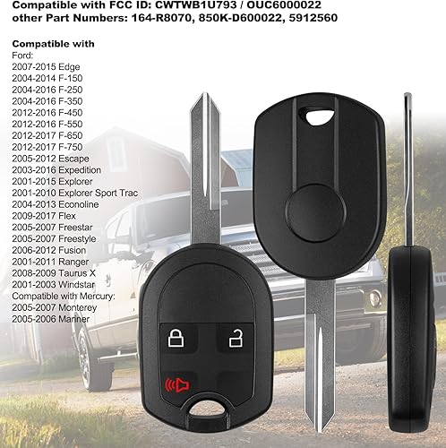 Miniatura 9 de Repuesto de mando a distancia para Ford Explorer 01-2015 Mustang 05-2014 Expedition 03-2017 Edge 07-2015 Focus 06-2012y Lincoln Mercury Sable Mazda