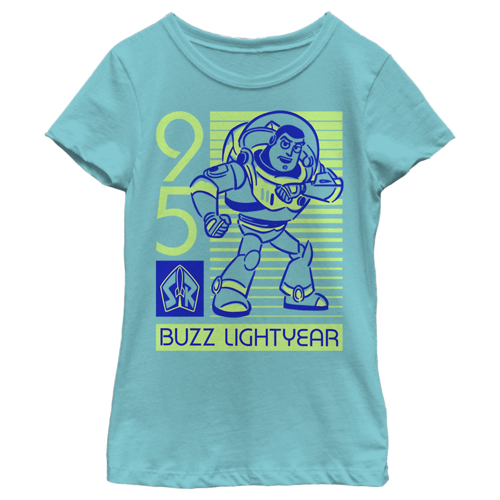 Disney Pixar Girl's Toy Story Neon Buzz T-Shirt - Tahiti Blue - Medium