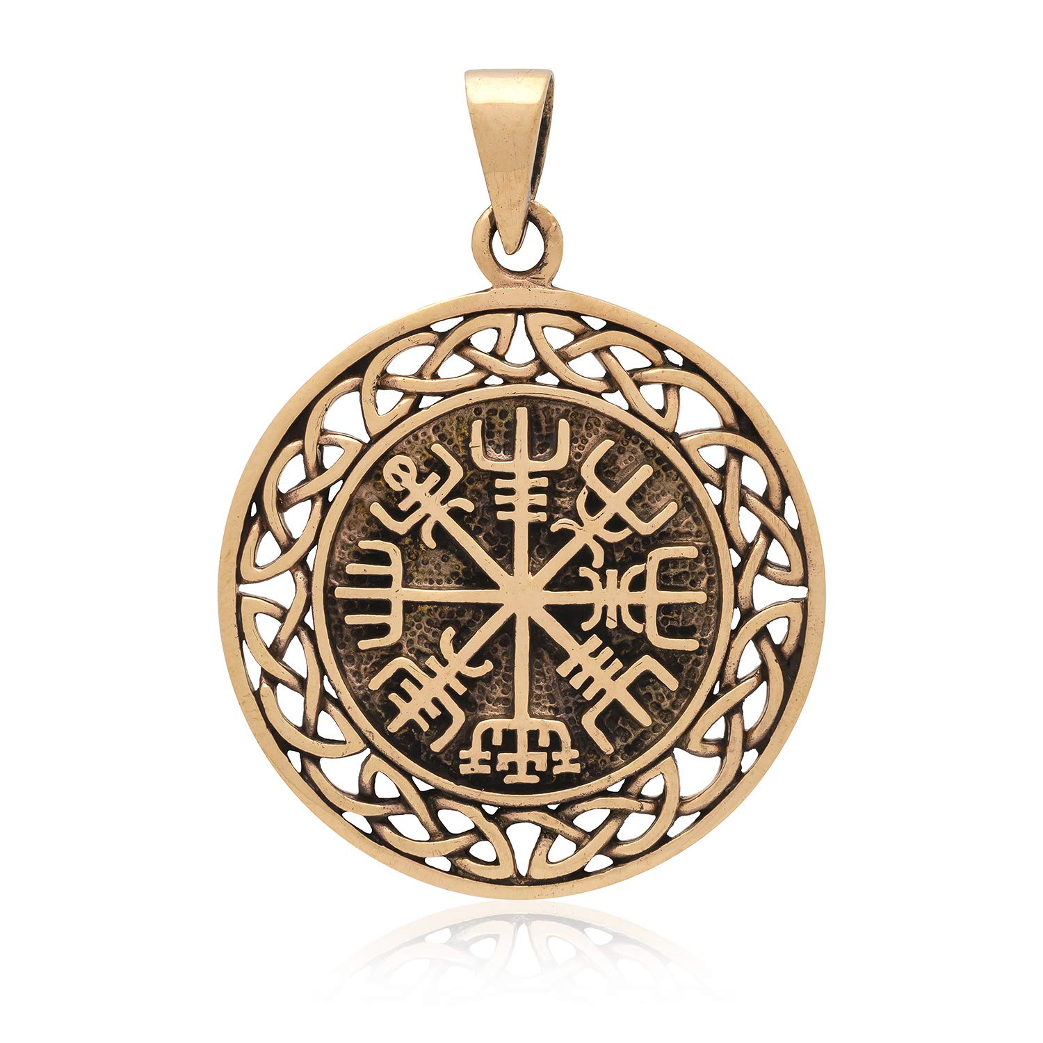 SilverMania925Handcrafted Bronze Vegvisir Viking Compass Celtic Infinity Knots Amulet Pendant