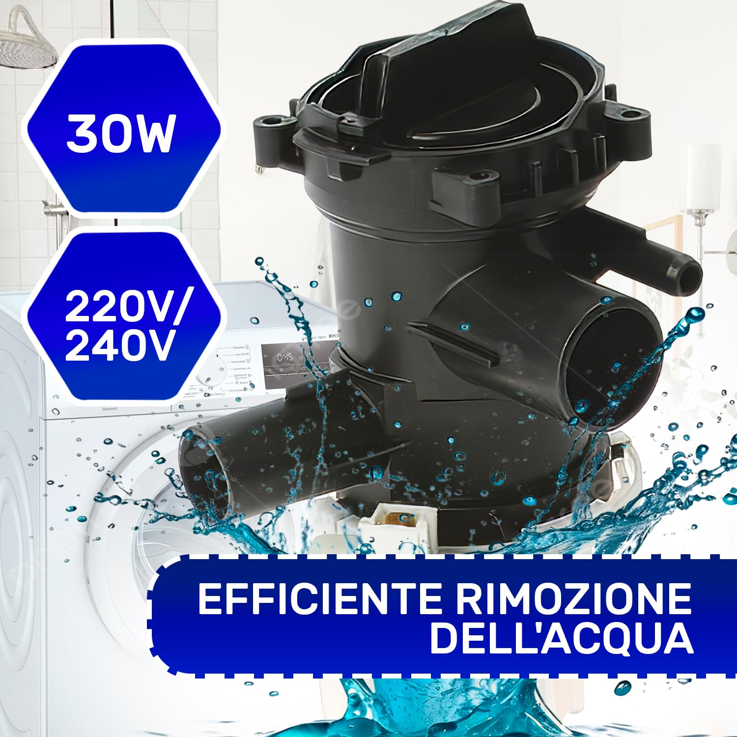 Pompa Di Scarico Universale Per Lavatrici Bosch, AEG, Siemens, Tricity - Nuova