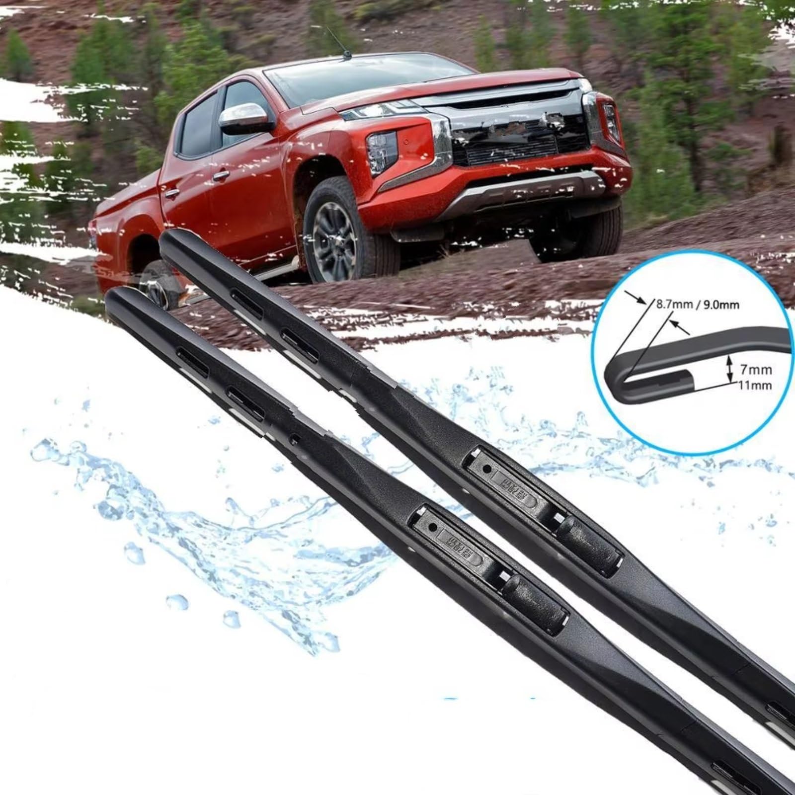 Kit Tergicristallo Compatibile Con Mitsubishi Per L200 Per Triton Per Strada Strakar Barbarian 2012-2015 Per Fiat Per Fullback Per RAM 1200 Tergicristalli(A)