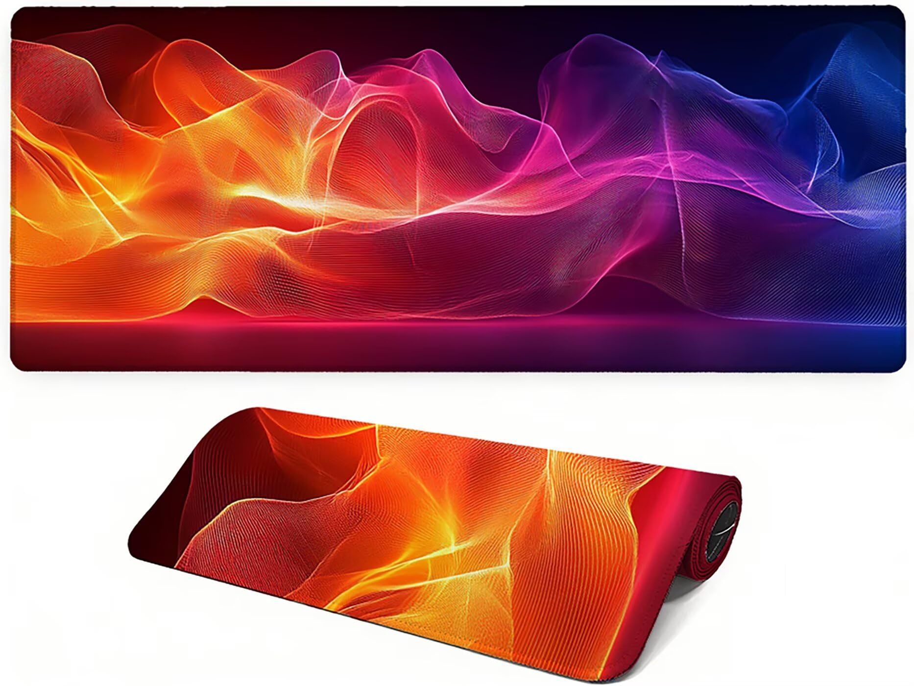 Lpfieonn Orange Farbe Schreibtischunterlage XXL, Blau Schreibtischunterlagen Großes, Gaming Mousepad XXL mit ernähter Rand und Rutschfeste Gummibasis, Desk Mat für PC/Laptop/Mausa 120x60cm PF-2430