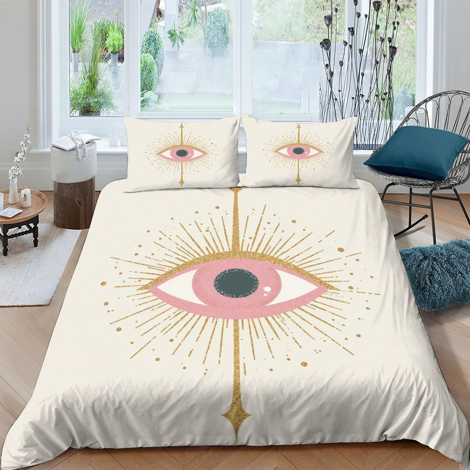 Ctjqhvkz Style-8 3D Printed Mystic Eye Fitted Sheet Microfiber Soft Art Sunburst Bed Cover For Bedroom Dorm Mattress Decor Single（135X200cm）