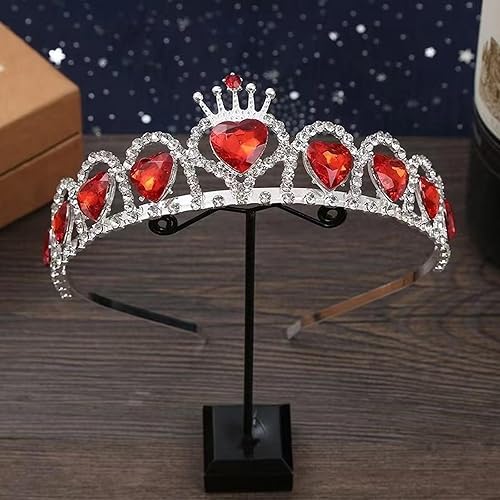 Miniatura 3 de Collar rojo real de reina de corazones y corona de tiara dorada de princesa para disfraz de niña, tocado de reina de corazones, corona y collar para