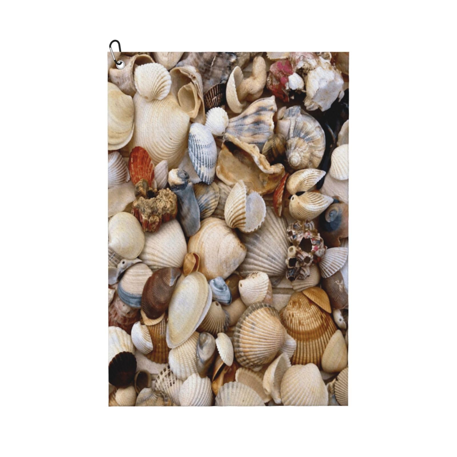 Hnnkloy Various Shells, 16x24 in Portable Waffle Golf Towels with Carabiner Clip for Golf Bag