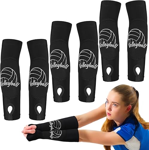 Yinder 3 pares de mangas de voleibol para brazos, almohadillas de entrenamiento para golpear la muñeca con almohadillas de protección y agujero para