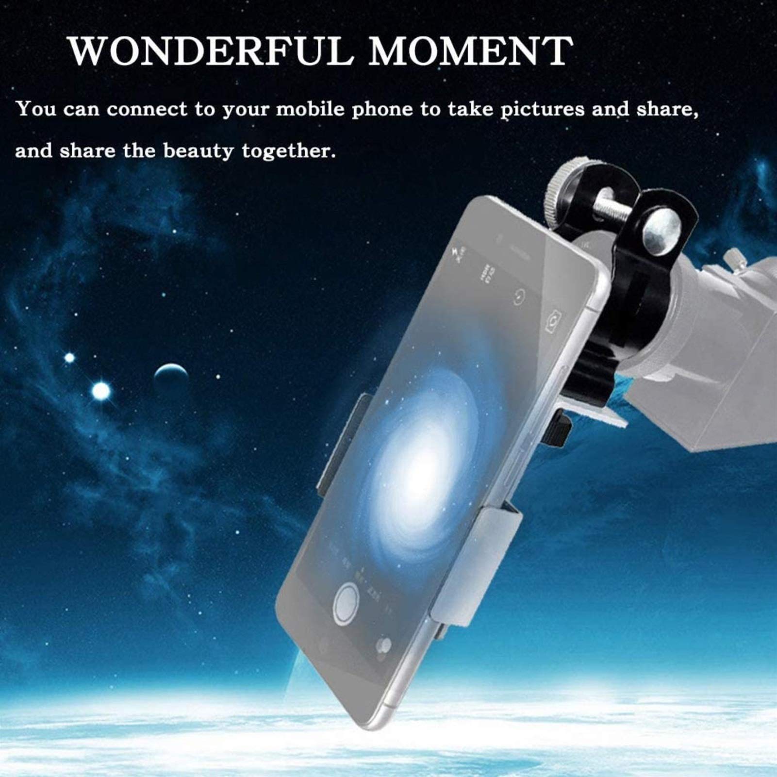 Télescope astronomique Ultra HD 50 mm pour débutants Adultes et télescope réfracteur 360 mm de Longueur focale Adaptateur Compact pour Smartphone et Observation Portable de la Lune, télescope Doub