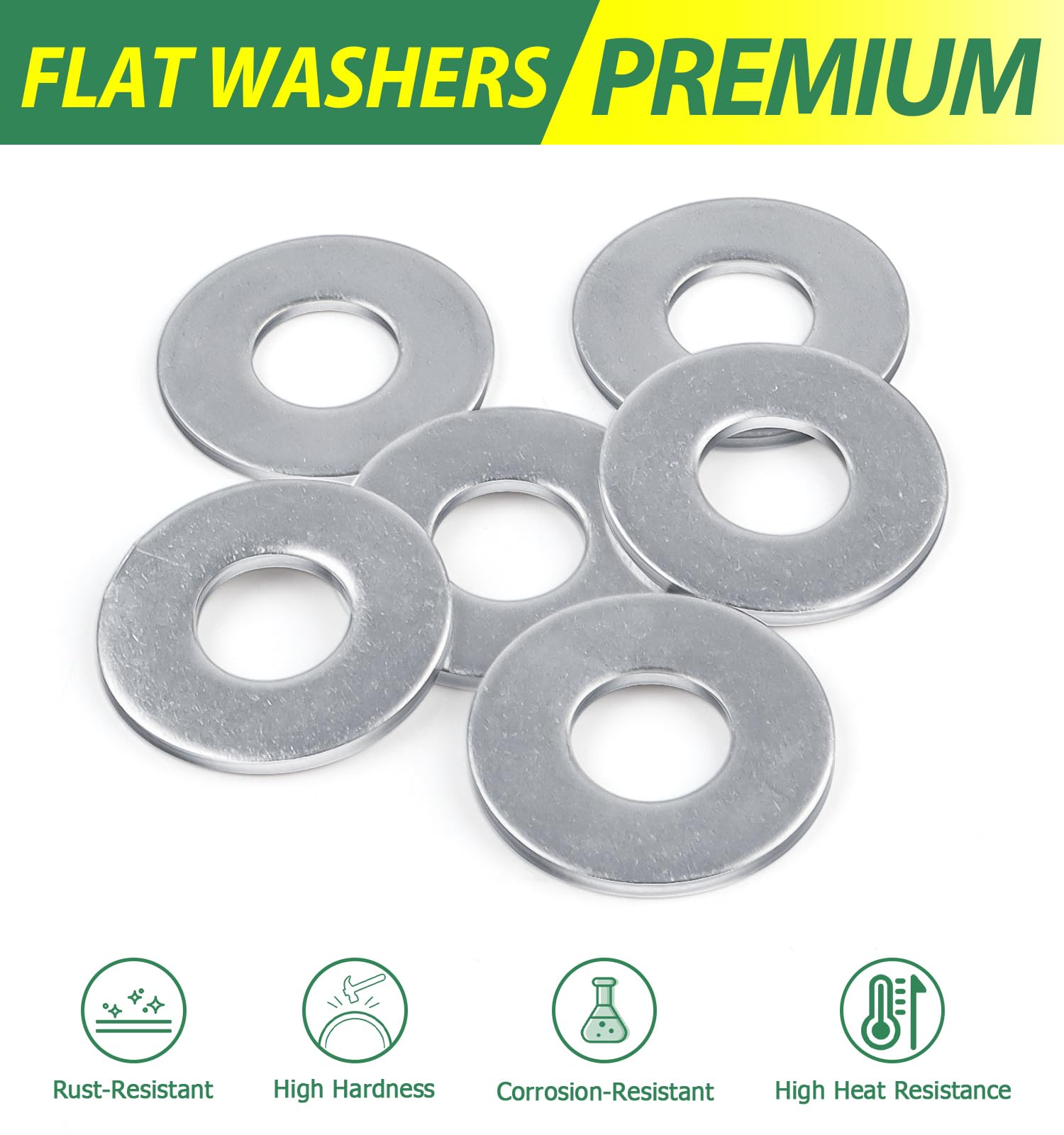 Set di 135 rondelle in acciaio inox, rondelle Bolatus, assortimento di 6 misure, dischi per carrozzeria M4 M5 M6 M8 M10 M12, rondelle piatte in acciaio inox per viti e dadi e barra filettata