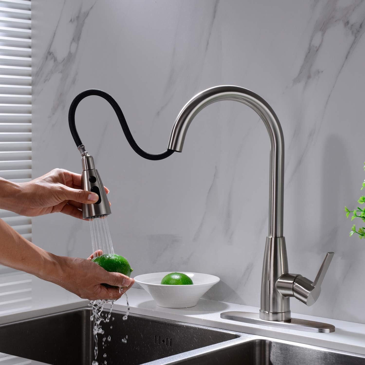 Exclusive Discount 90% Price GICASA Commercial Pull Out Sprayer Single Handle Oil Rubbed Bronze Kitchen Faucet, Pull Down Kitchen Sink Faucet