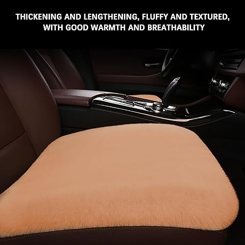 Miniatura 4 de 2 cojines esponjosos para asiento de automóvil, almohadilla cálida de invierno para asiento de automóvil con fundas antideslizantes para asiento