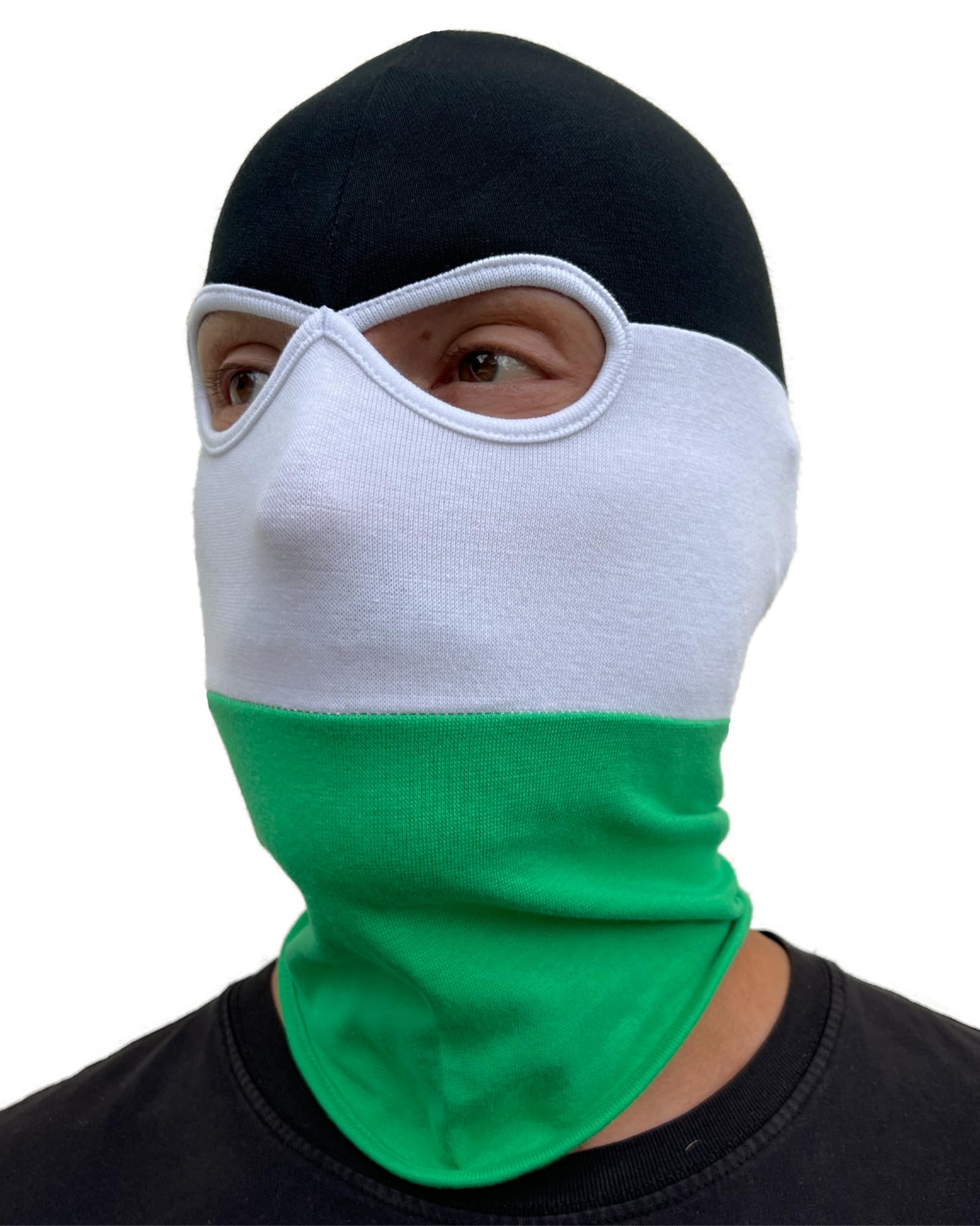 PGWEAR Sturmhaube in schwarz weiß grün gestreift I Maske Balaclava Beanie Einheitsgröße I Ultras Hooligans Ski Motorrad