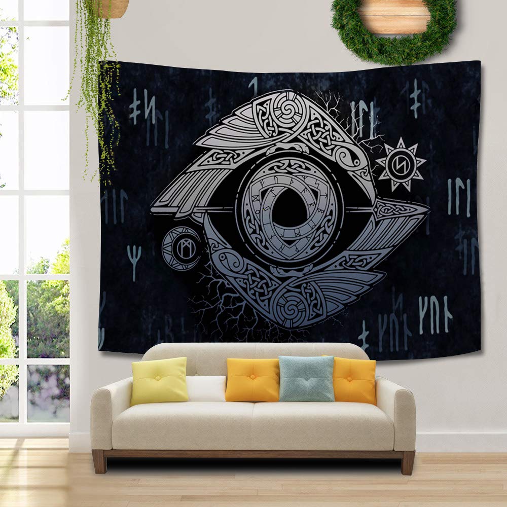 UHOMETAP Viking Art Tapestry Odin's Ravens Viking Crow Tapestry Norse Mythology Art Wall Hanging Decor for Dorm Room Living Home 80 x 60 Inches GTLSUH534 - Image 3