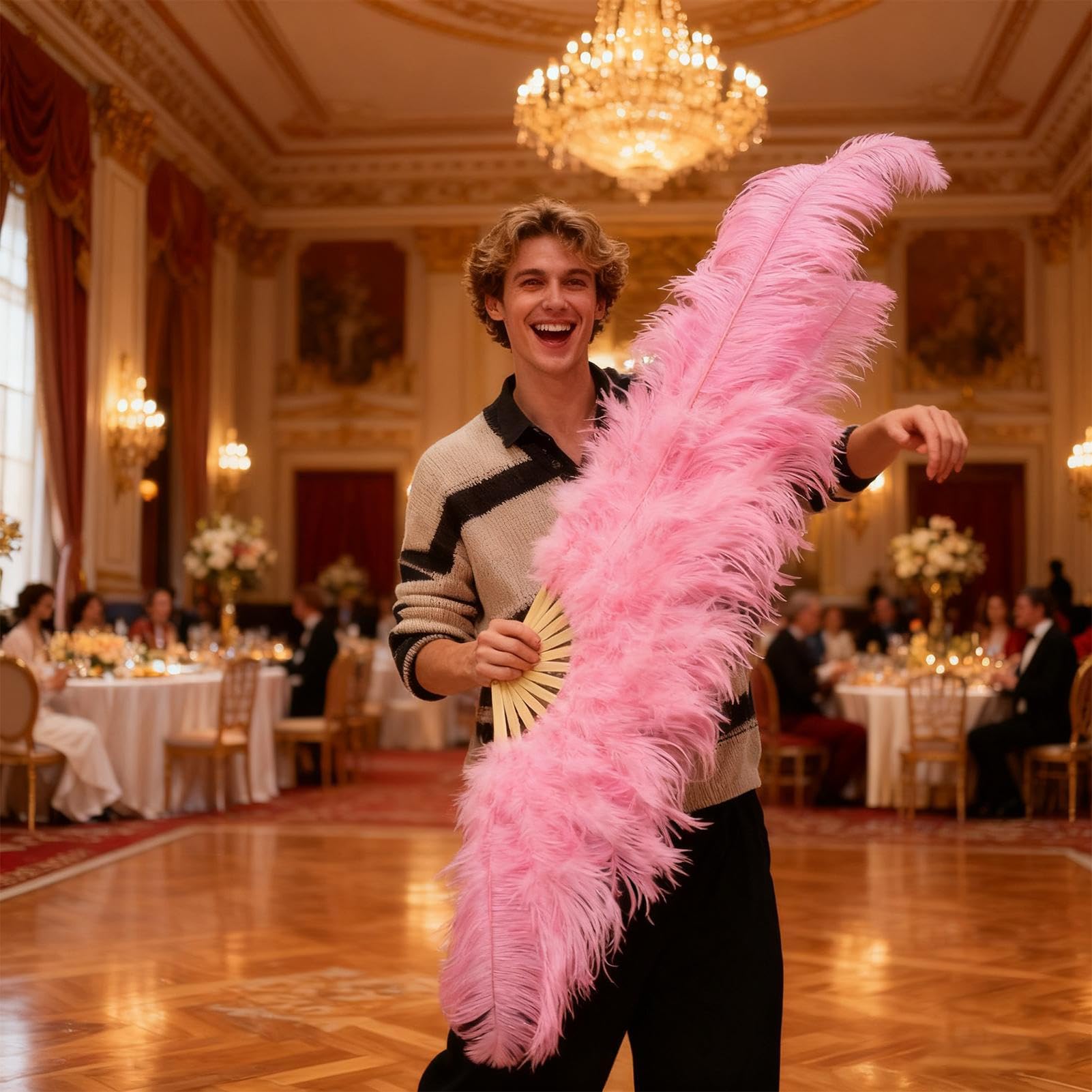 Generisch Ventaglio da danza, accessori per le mani dal design elegante, grandi scomparti per spettacoli di danza, artigianato durevole con movimento delicato, accessorio per danza per teatro di