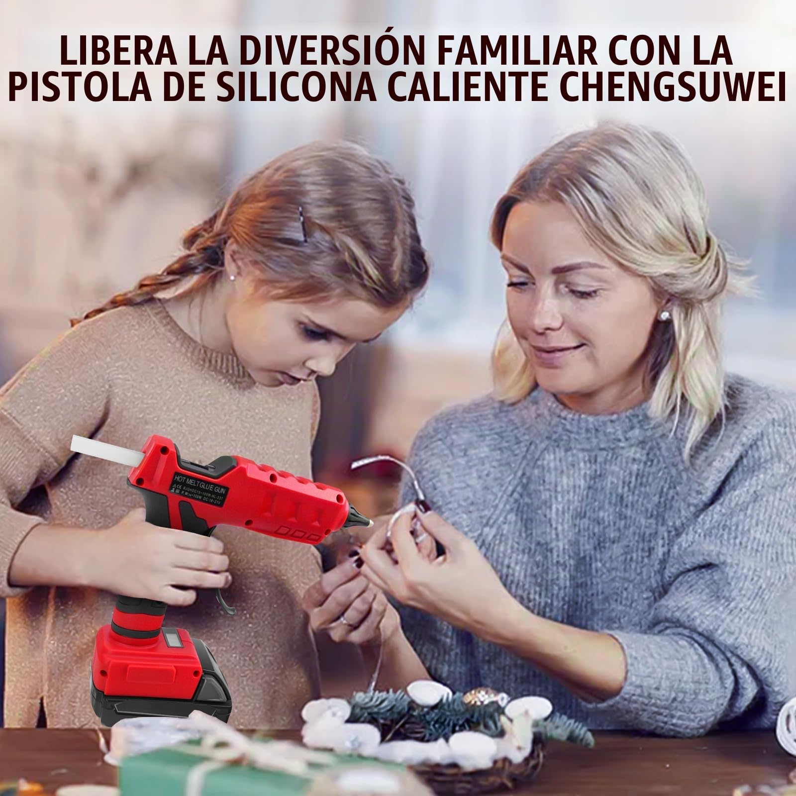 Pistola de pegamento caliente inalámbrica de 100 W para batería Milwaukee de 18 V, pistola de pegamento eléctrica de alta temperatura con 10 piezas de 11 mm para bricolaje y obras de arte