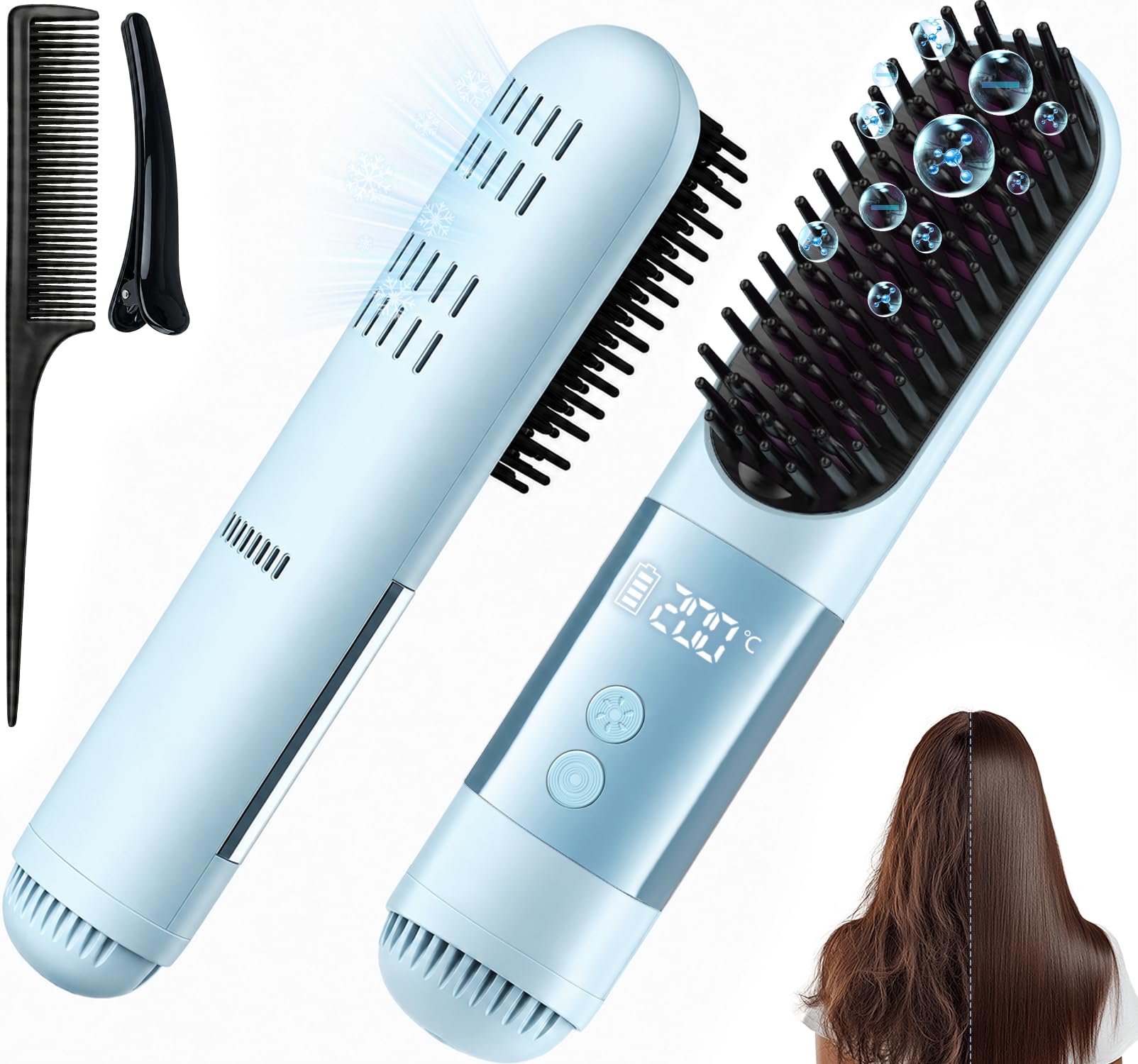 ZDXBO Cordless Hair Straightener Brush