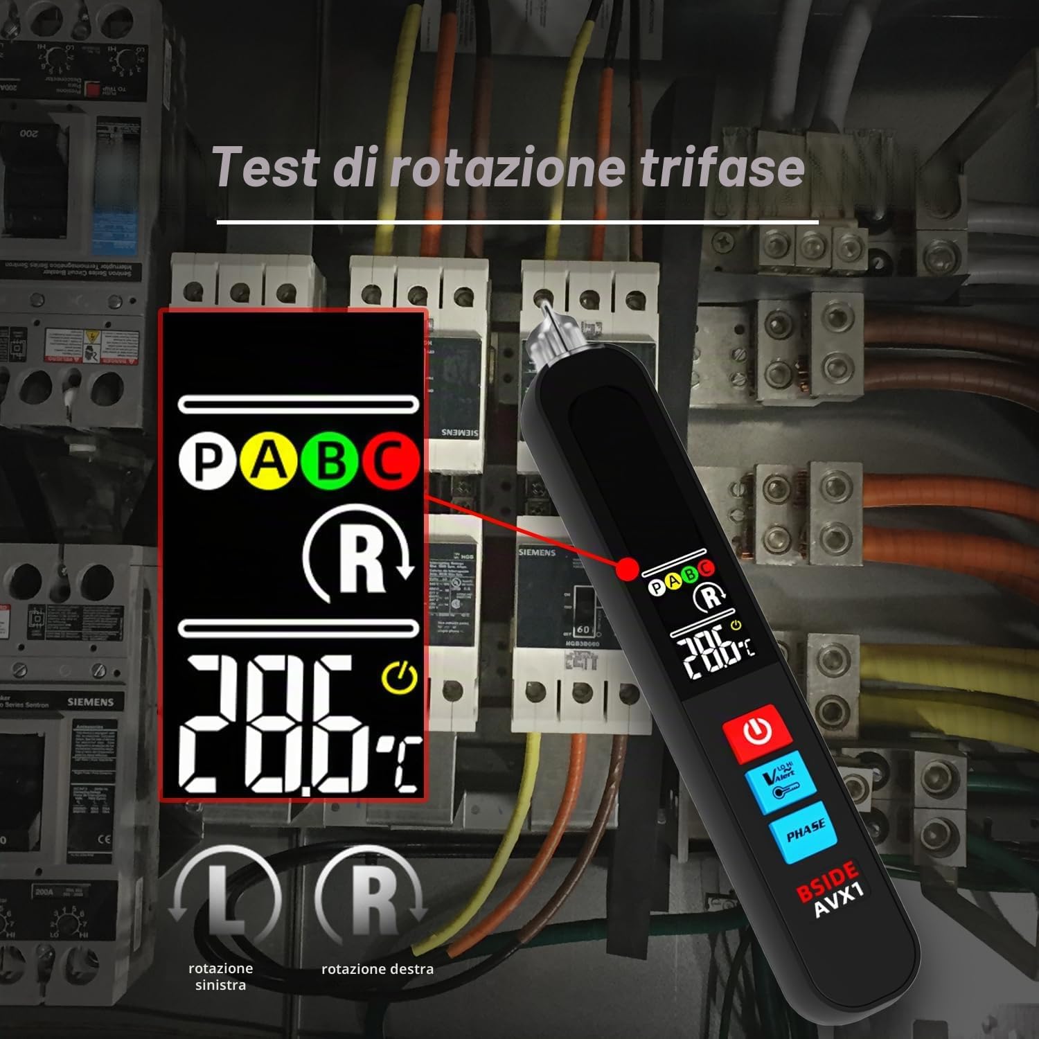 BSIDE Kit Multimetro Digitale Rilevatore di Tensione, S500 Multimetro Grafico 20000 Contatori & AVX1 Penna Cercafase, Tester Elettricista di Corrente Tensione Millivolt Capacità Diodo Temperatura
